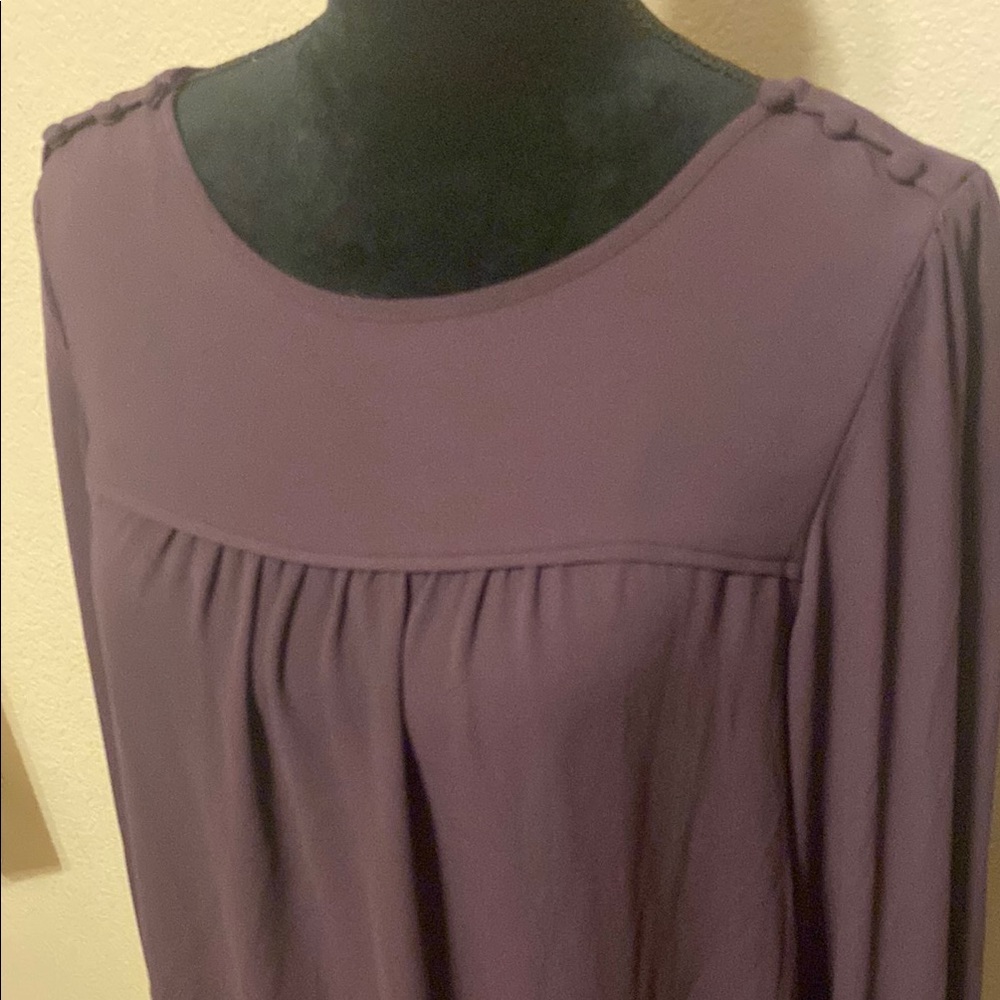 Purple Relaxed Long Sleeve Blouse - Picture 2 of 8